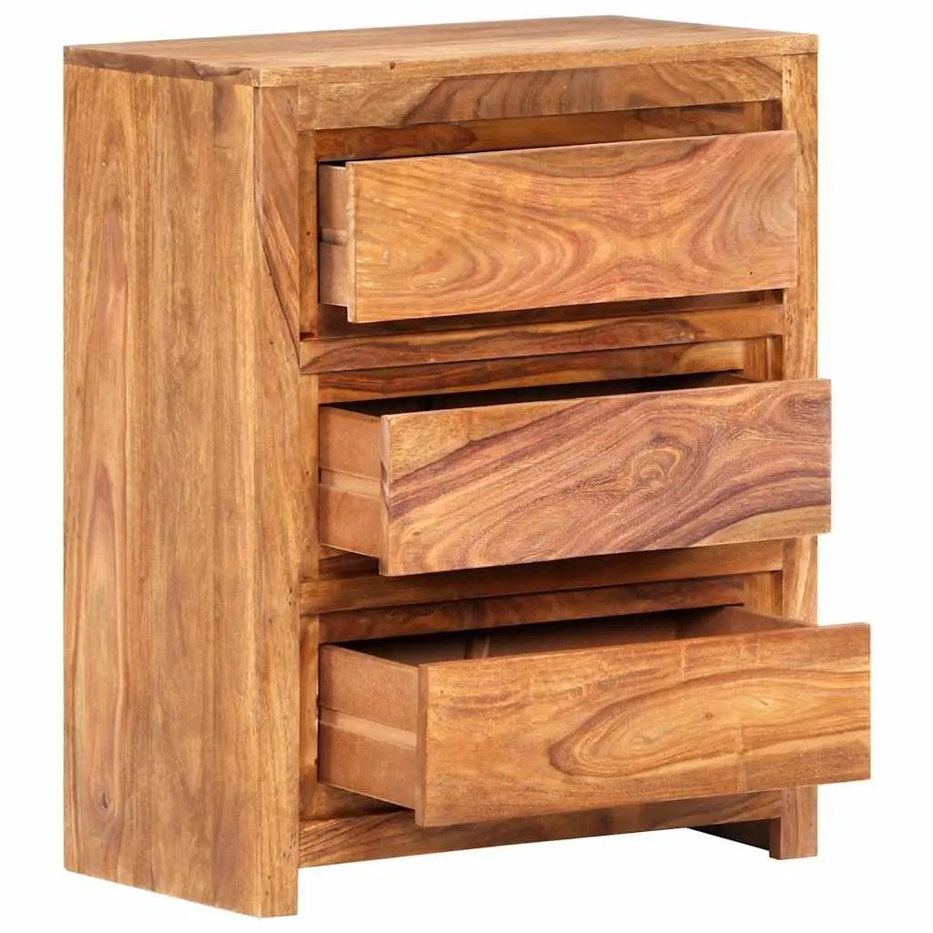 Drawer Cabinet Brown 60x33x75 cm Solid Wood Acacia 3 Drawers