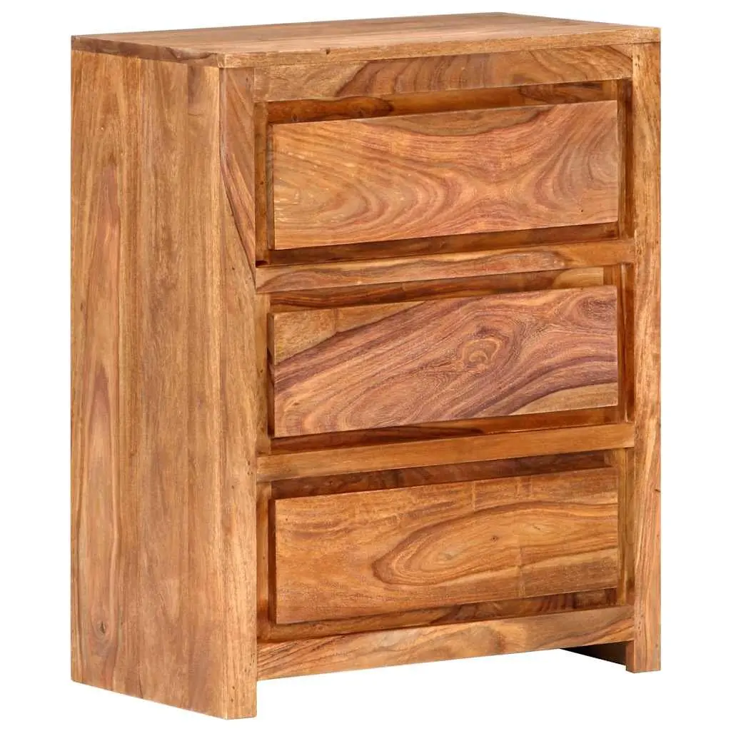 Drawer Cabinet Brown 60x33x75 cm Solid Wood Acacia 3 Drawers