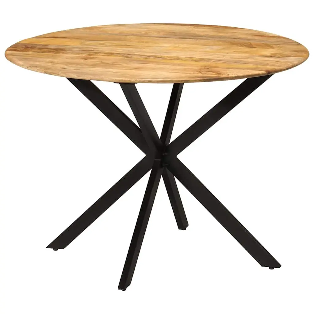 Dining Table Brown 110cm Solid Wood Mango Steel Frame