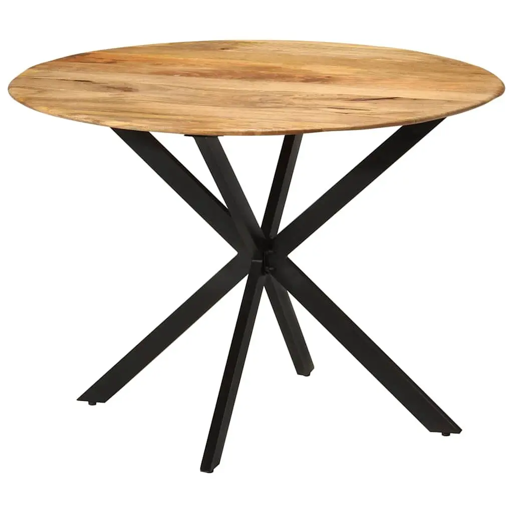Dining Table Brown 110cm Solid Wood Mango Steel Frame
