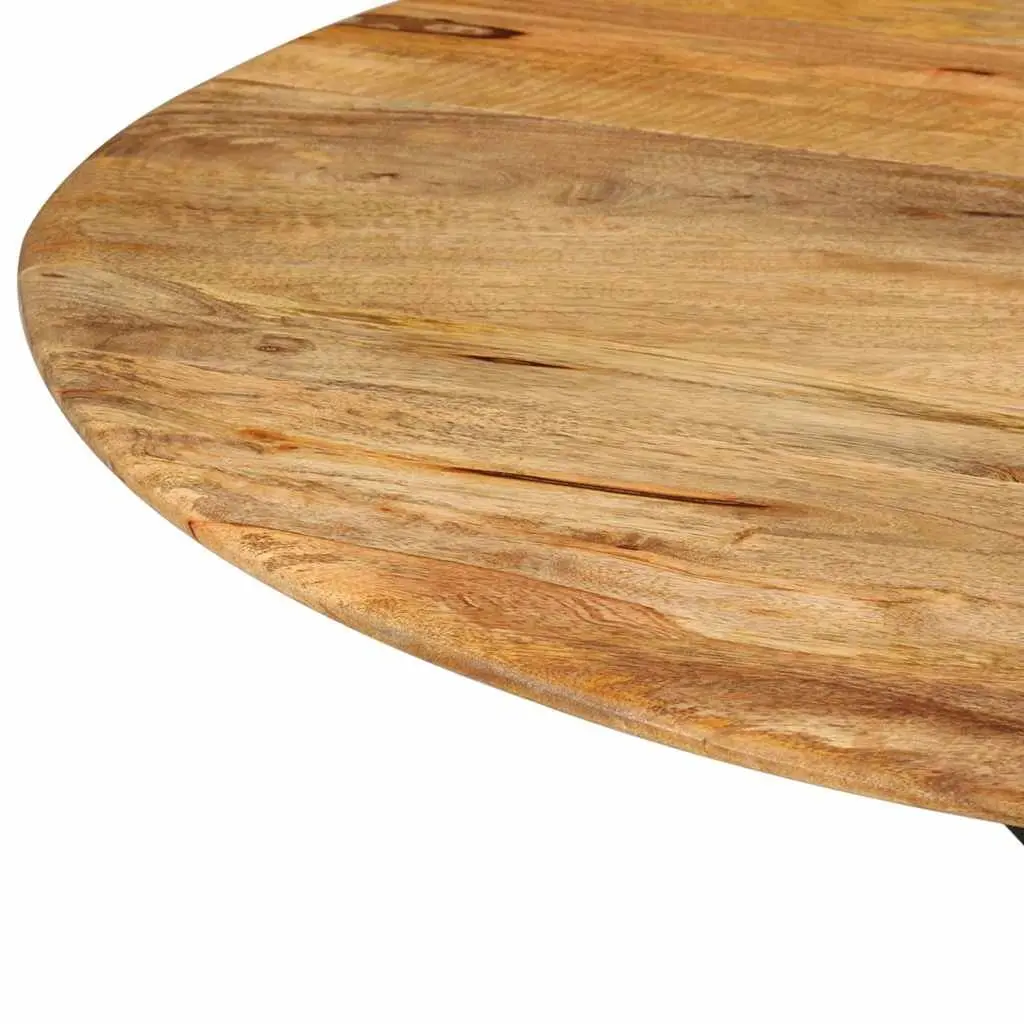 Dining Table Brown 110cm Solid Wood Mango Steel Frame