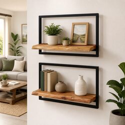 Floating Wooden Shelves for Your Home - 2 Piece Set