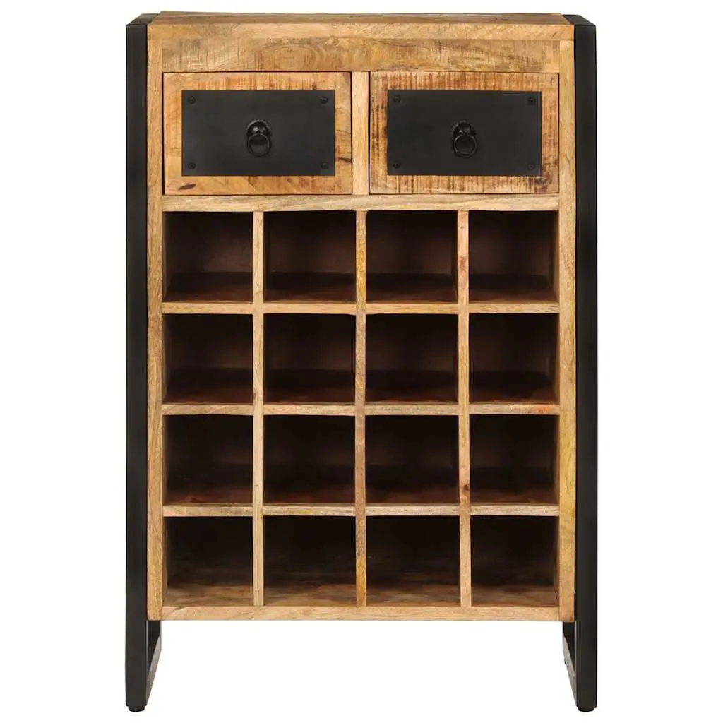 Wine Rack Brown Solid Wood 16 Bottles Storage Holder with Drawers