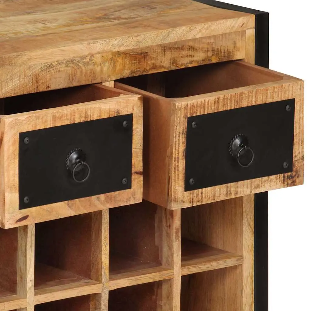 Wine Rack Brown Solid Wood 16 Bottles Storage Holder with Drawers
