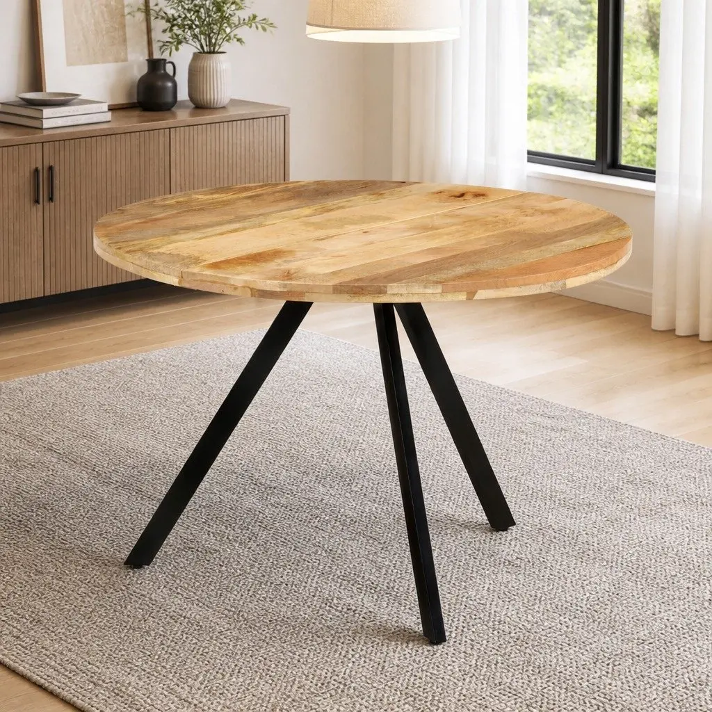 Dining Table Brown 110x75cm Solid Wood Mango Kitchen Room Furniture