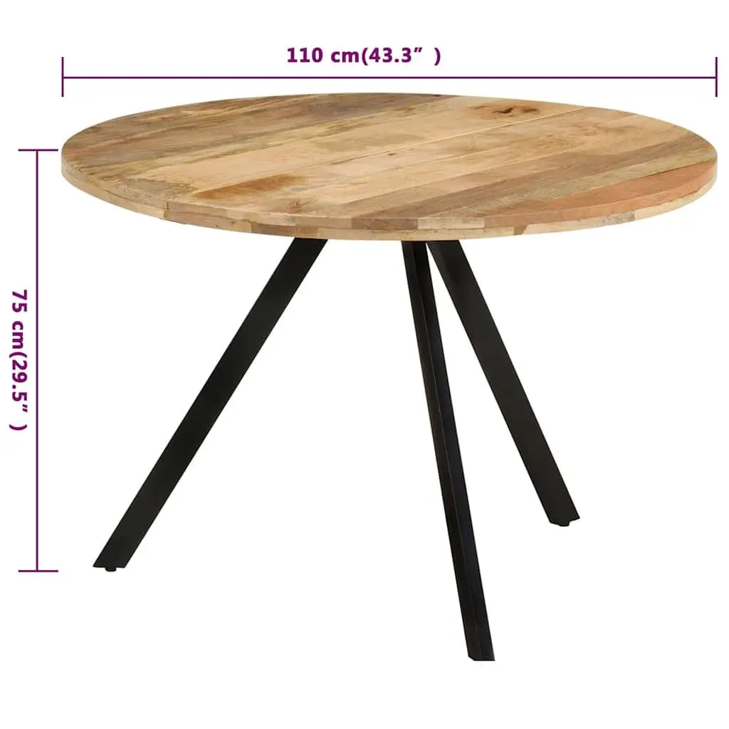 Dining Table Brown 110x75cm Solid Wood Mango Kitchen Room Furniture