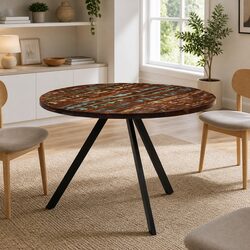 Dining Table 110x75 cm Solid Reclaimed Wood Kitchen Furniture Vintage Style