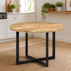 Brown Solid Wood Dining Table 110x75 cm - Chic Design