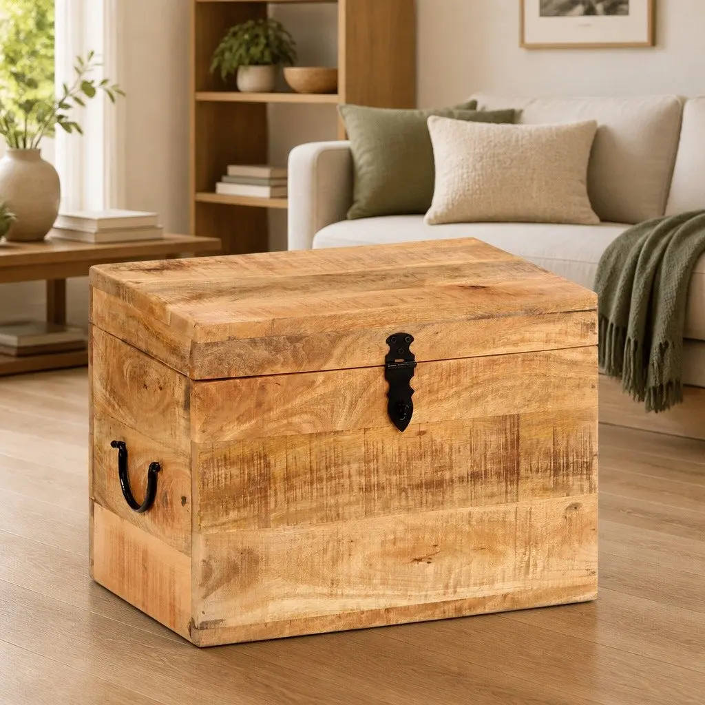 Storage Chest Brown Solid Wood 39x28x31cm Antique Style Mango Wood Cabinet