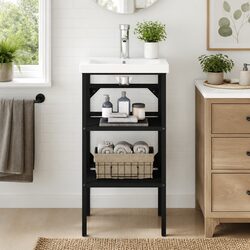 Bathroom Washbasin Frame Black Storage Stand Shelf Vanity Unit Organiser