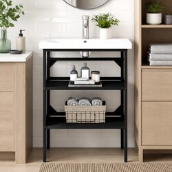Bathroom Vanity Unit Frame Black Storage Shelf Washbasin Stand Organizer