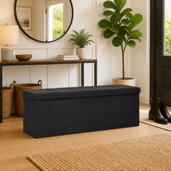 Black Folding Storage Bench