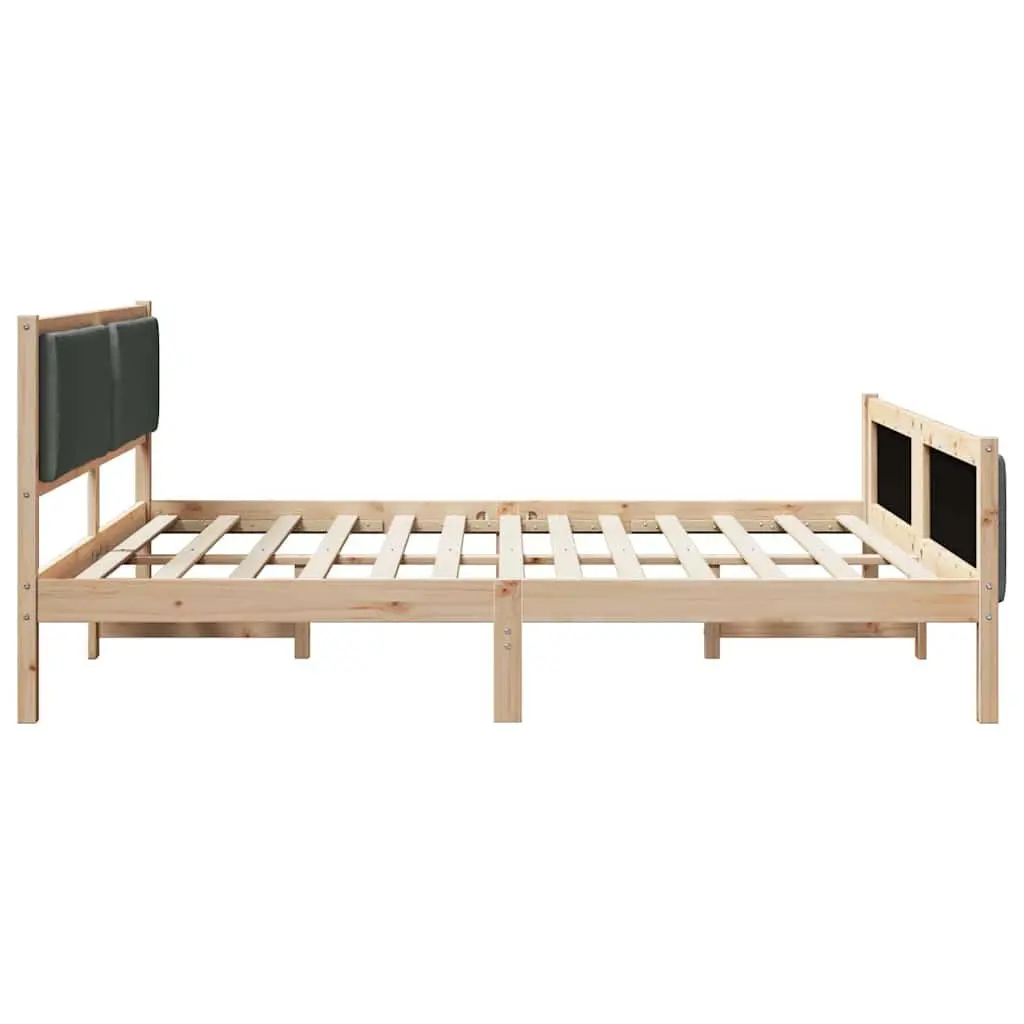 Bed Frame Dark Grey 180 x 200 cm Fabric Upholstered Platform with Headboard