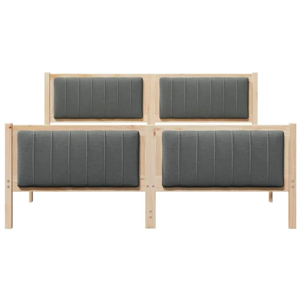 Solid Pine Wood Platform Bed Frame 150x200cm Brown Dark Grey Headboard Footboard