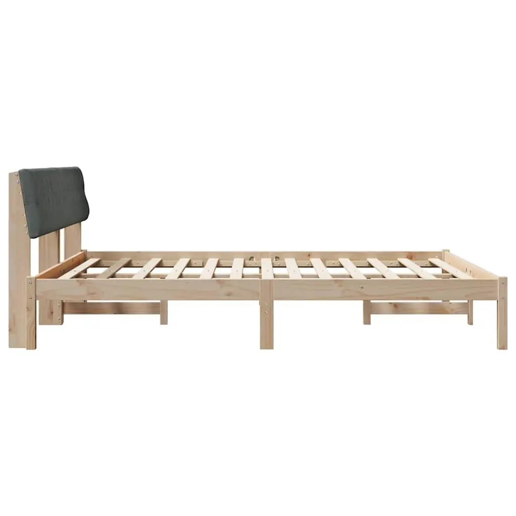 Platform Bed Frame 180 x 200 cm Brown Dark Grey Solid Pine Wood Modern Bedroom