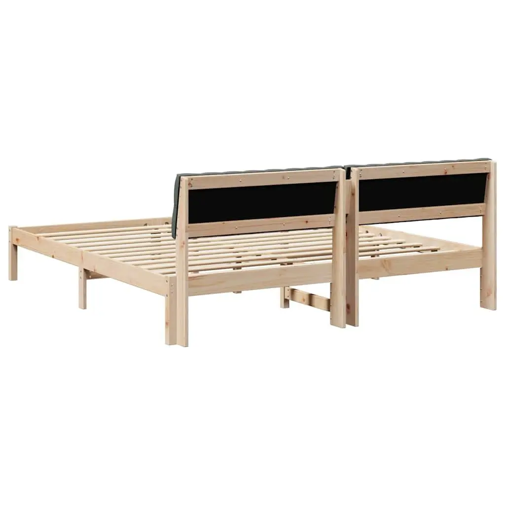 Platform Bed Frame 180 x 200 cm Brown Dark Grey Solid Pine Wood Modern Bedroom