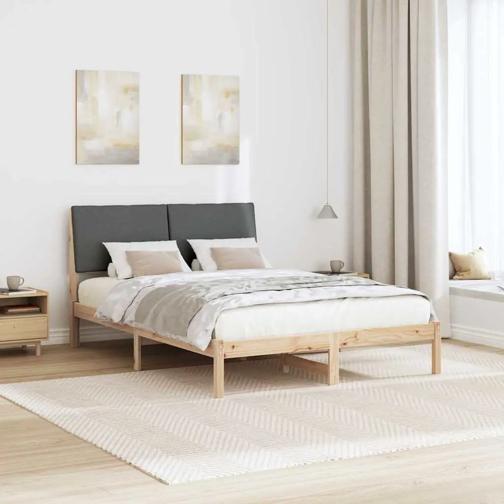 Bed Frame 150 x 200 cm with Headboard Modern Bedroom Furniture Solid Pine Wood