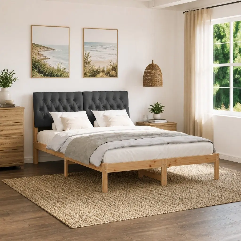 Bed Frame with Upholstered Headboard