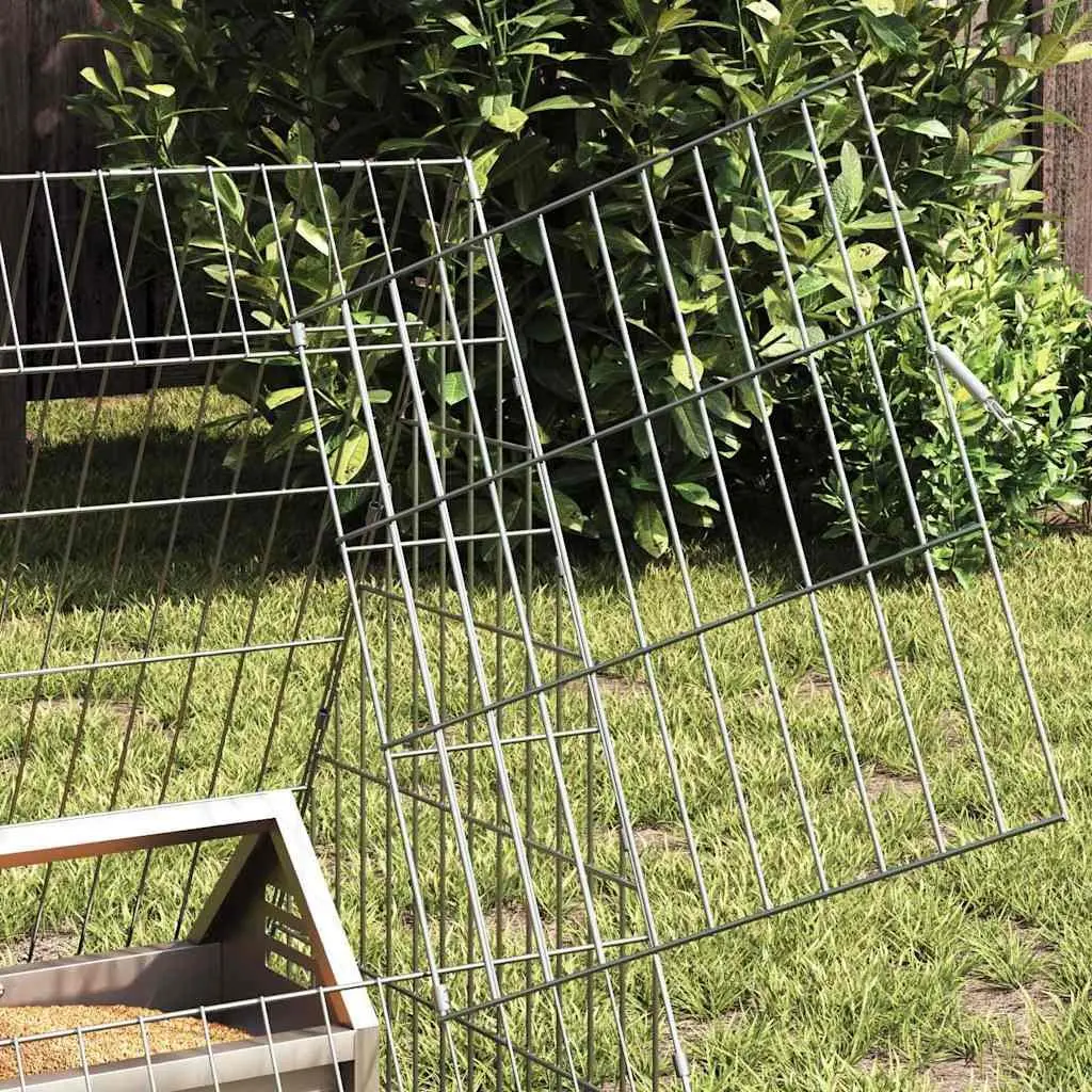 Chicken Cage Silver 430 x 55 x 55 cm Galvanised Steel Outdoor Poultry Coop