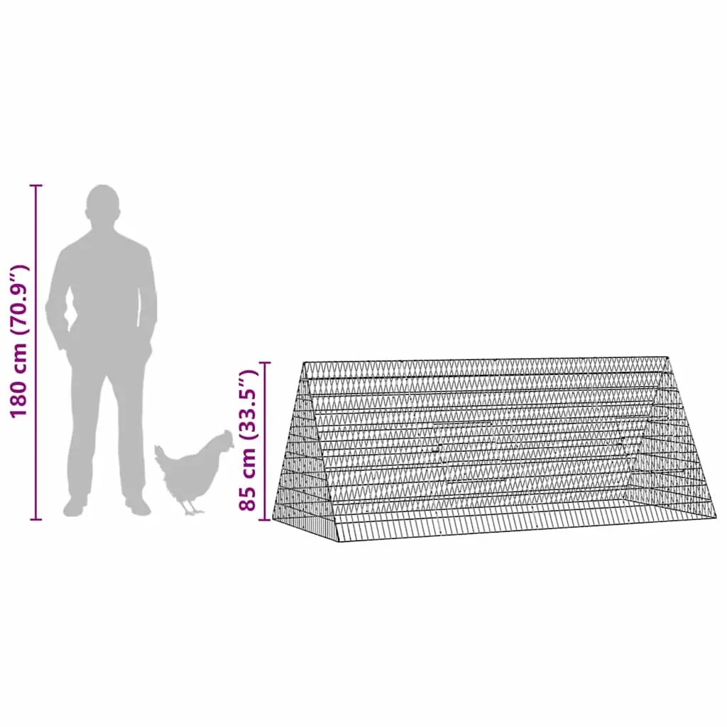 Chicken Cage Silver 215x100x85cm Galvanised Steel Outdoor Garden Poultry Pen