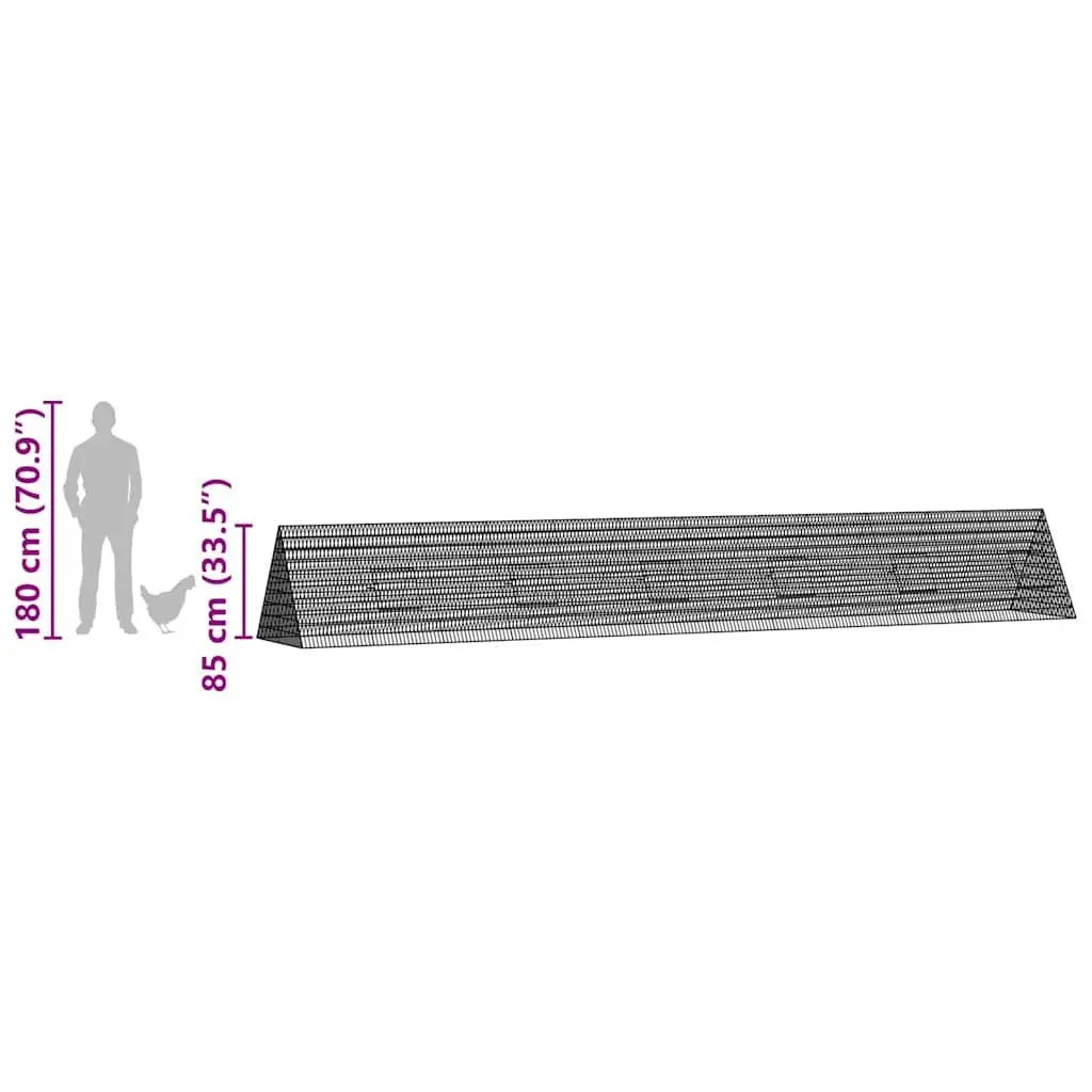Chicken Cage Silver 650 x 100 x 85 cm Galvanised Steel Outdoor Poultry Run