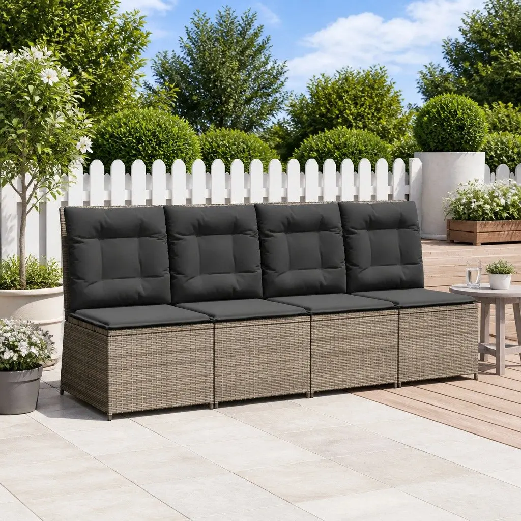 Garden Sofa Grey Poly Rattan Reclining Outdoor Lounge Patio Furniture Seat