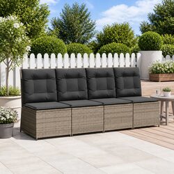 Garden Sofa Reclining Outdoor Furniture Set Grey Poly Rattan Cushion Patio