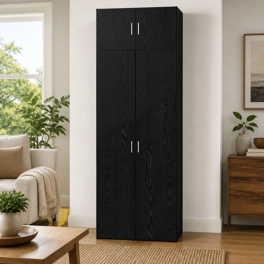Storage Cabinet Black 3 Piece Set Modern Furniture Buffet Sideboard