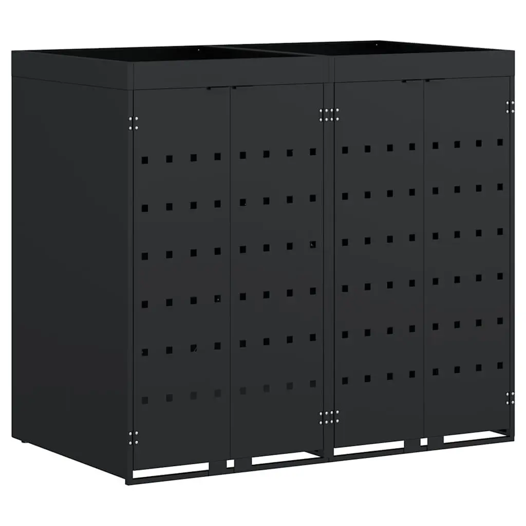 Wheelie Bin Storage Black 2 Bins Outdoor Waste Container Enclosure with Planter Roof
