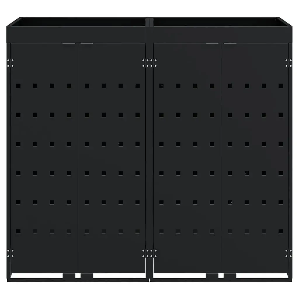 Wheelie Bin Storage Black 2 Bins Outdoor Waste Container Enclosure with Planter Roof