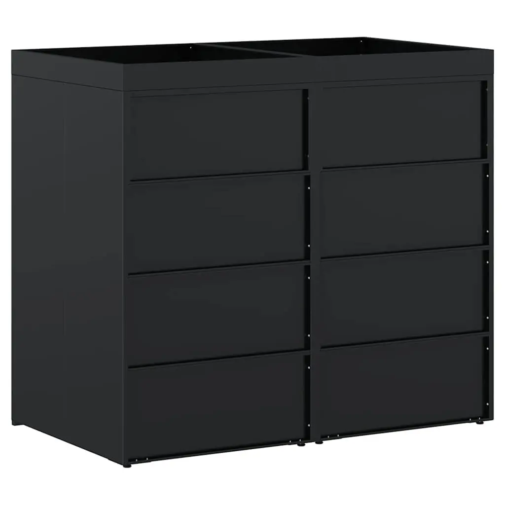Wheelie Bin Storage Black 2 Bins Outdoor Waste Container Enclosure with Planter Roof