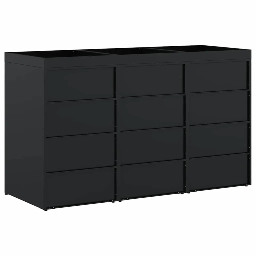 Wheelie Bin Storage 3 Bins Black Outdoor Garden Waste Container Enclosure Modern