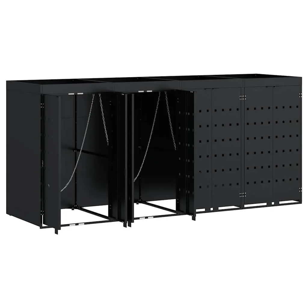 Wheelie Bin Storage Black 272 x 77.5 x 121.5 cm Outdoor Garden Planter Roof