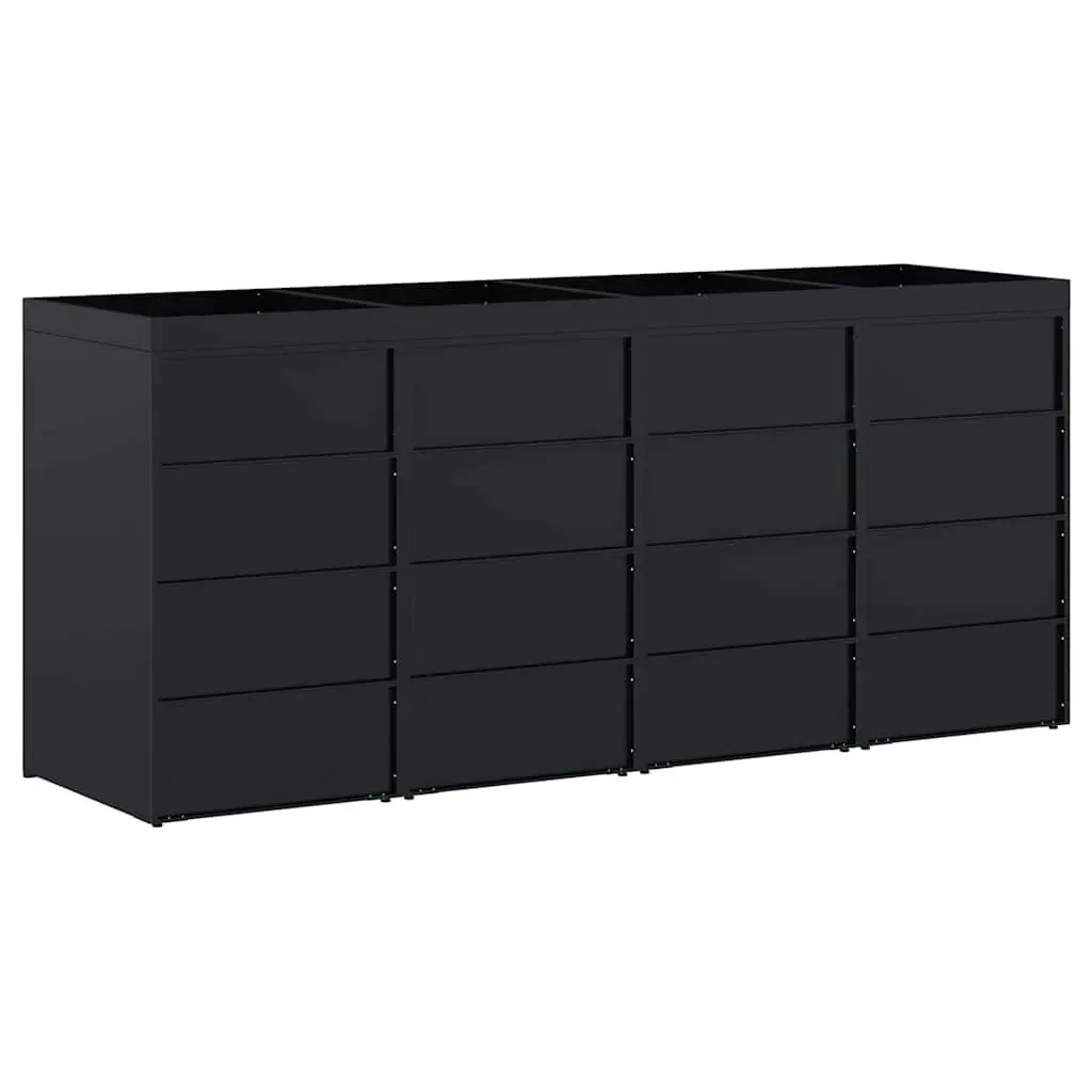 Wheelie Bin Storage Black 272 x 77.5 x 121.5 cm Outdoor Garden Planter Roof