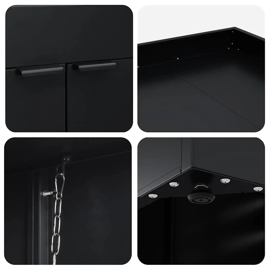 Wheelie Bin Storage Black 272 x 77.5 x 121.5 cm Outdoor Garden Planter Roof