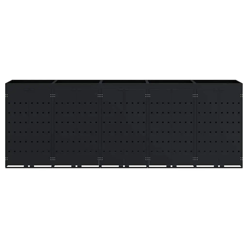 Wheelie Bin Storage Black 340 x 77.5 x 121.5 cm Outdoor Durable Powder-coated Steel with Planter Roof