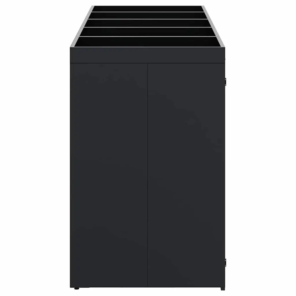 Wheelie Bin Storage Black 340 x 77.5 x 121.5 cm Outdoor Durable Powder-coated Steel with Planter Roof