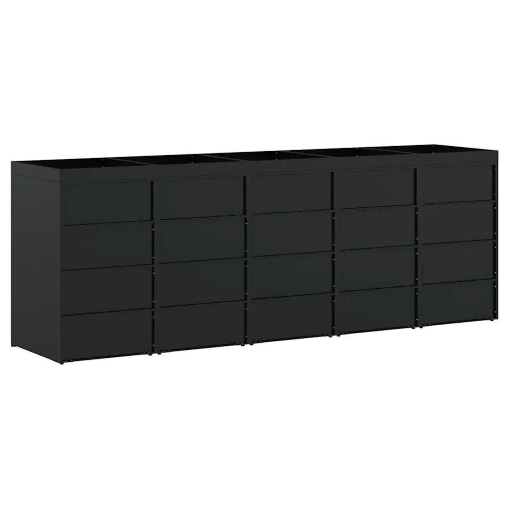 Wheelie Bin Storage Black 340 x 77.5 x 121.5 cm Outdoor Durable Powder-coated Steel with Planter Roof