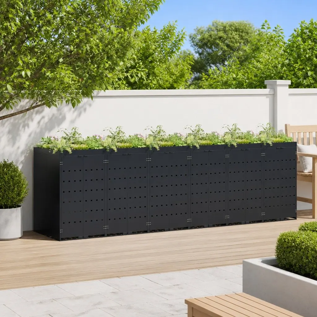 Wheelie Bin Storage for 6 Bins, Black Color