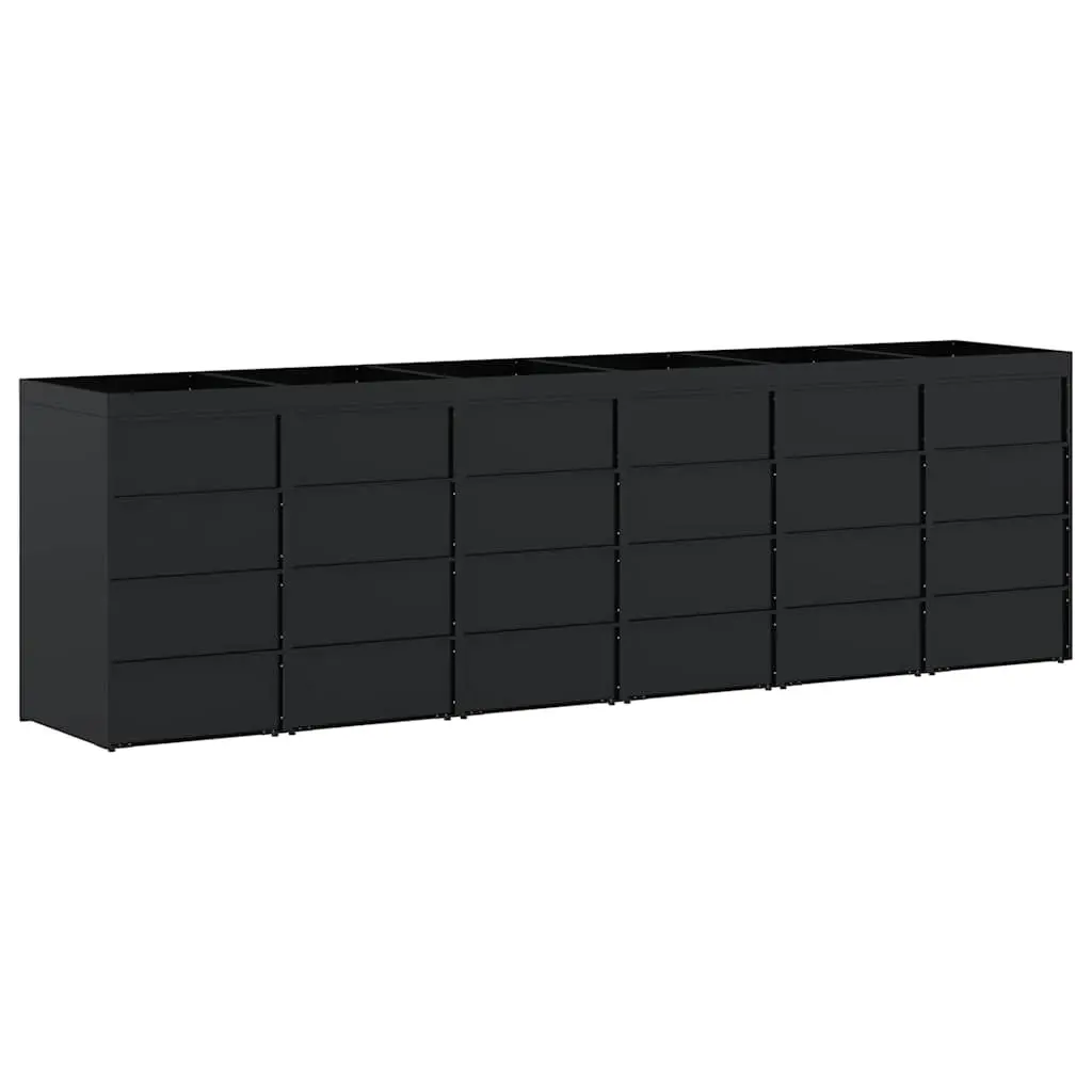 Wheelie Bin Storage for 6 Bins Black Outdoor Garden Waste Container Enclosure