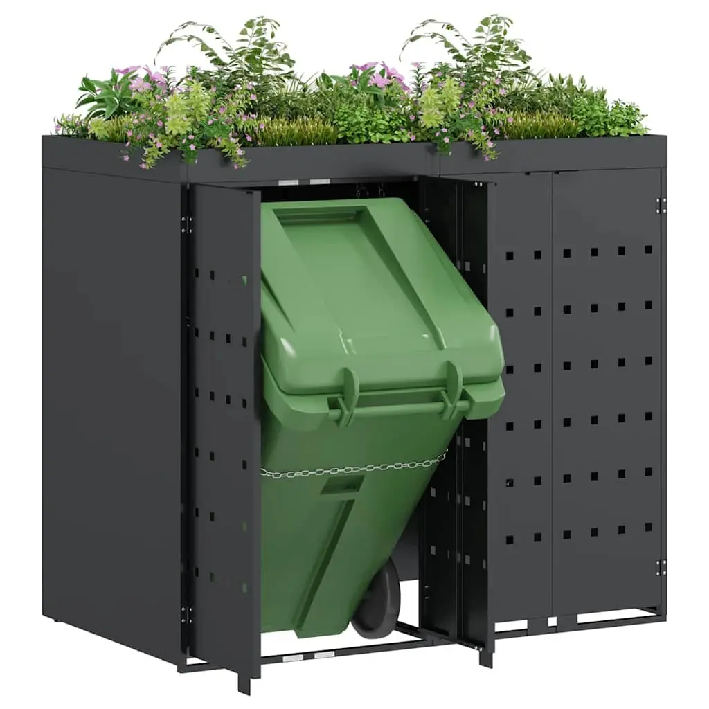Wheelie Bin Storage Enclosure Anthracite 2 Bins Planter Roof Outdoor Waste Container