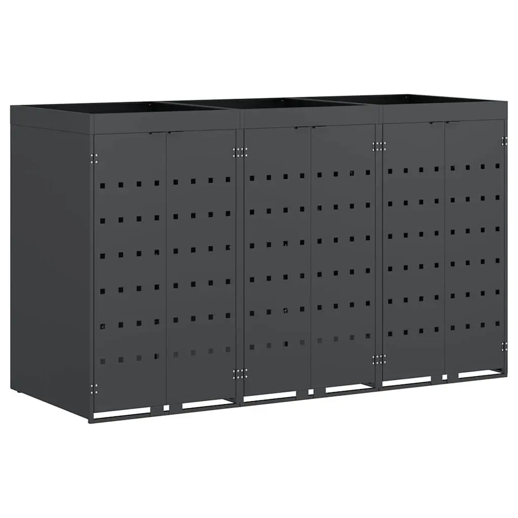 Wheelie Bin Storage Enclosure Anthracite 3 Bins Planter Roof Outdoor Waste Container