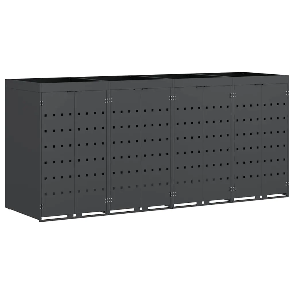 Wheelie Bin Storage Enclosure Anthracite 4 Bins Outdoor Garden Waste Container Planter Roof
