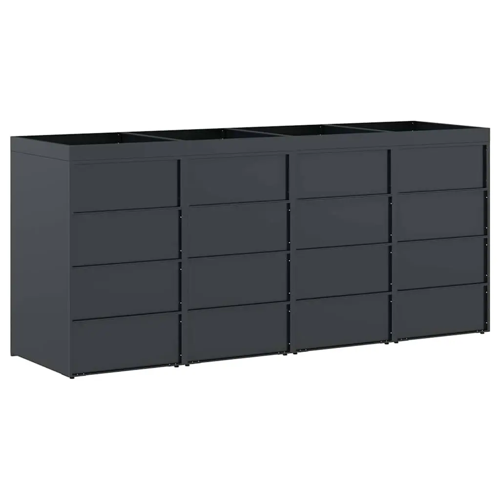 Wheelie Bin Storage Enclosure Anthracite 4 Bins Outdoor Garden Waste Container Planter Roof