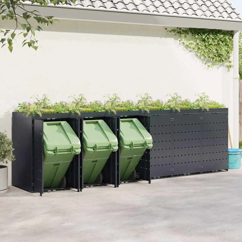Wheelie Bin Storage for 6 Bins Anthracite Garden Outdoor Waste Container