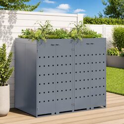 Wheelie Bin Storage for 2 Bins Light Grey Garden Outdoor Waste Container