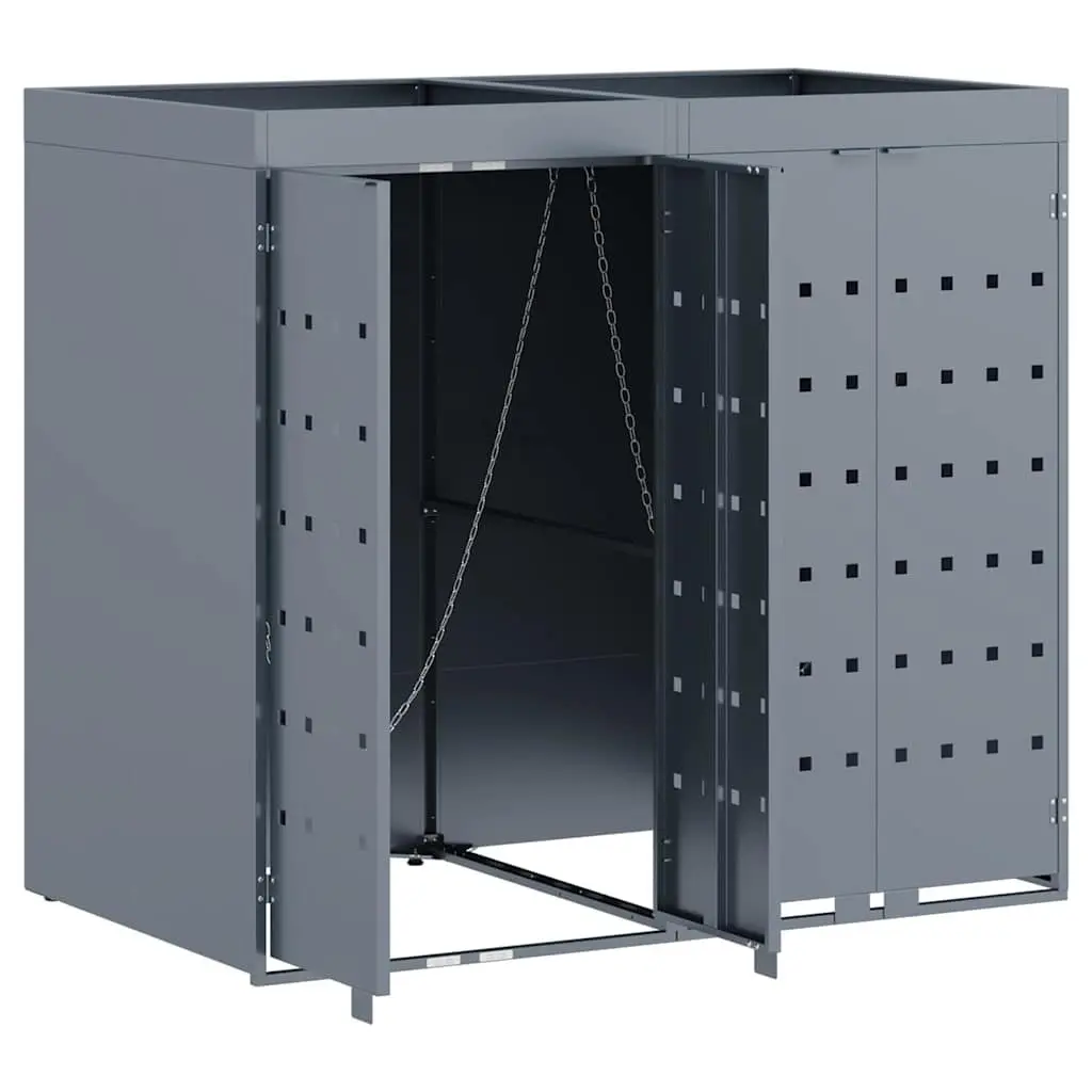 Wheelie Bin Storage Light Grey 2 Bins Planter Roof Weather Resistant