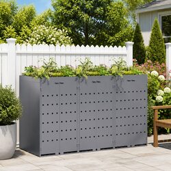 Wheelie Bin Storage for 3 Bins Light Grey Outdoor Garden Waste Container