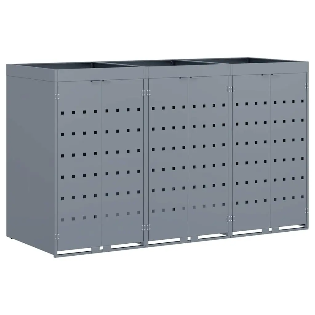Wheelie Bin Storage Light Grey Outdoor Garden Waste Container with Planter Roof