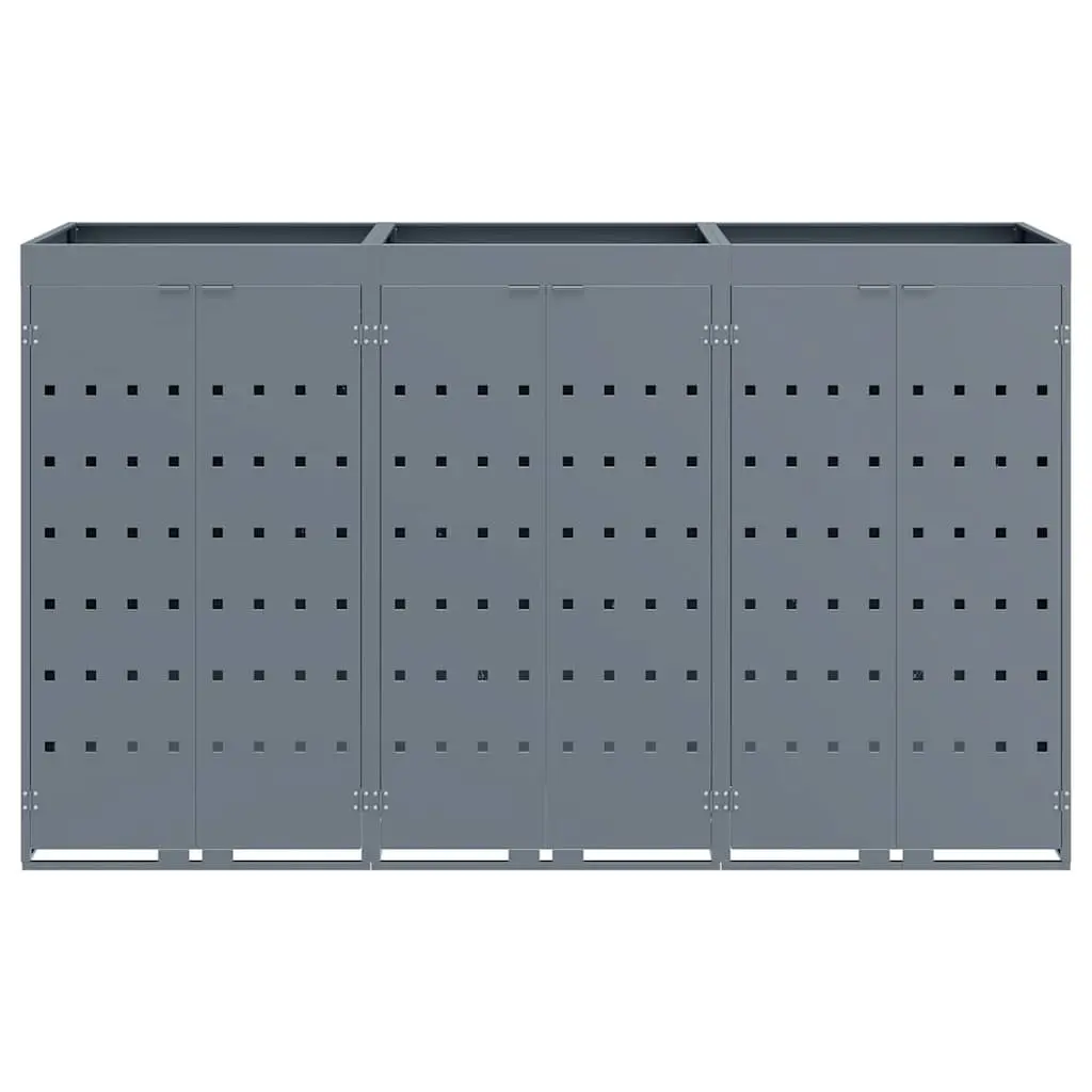 Wheelie Bin Storage Light Grey Outdoor Garden Waste Container with Planter Roof